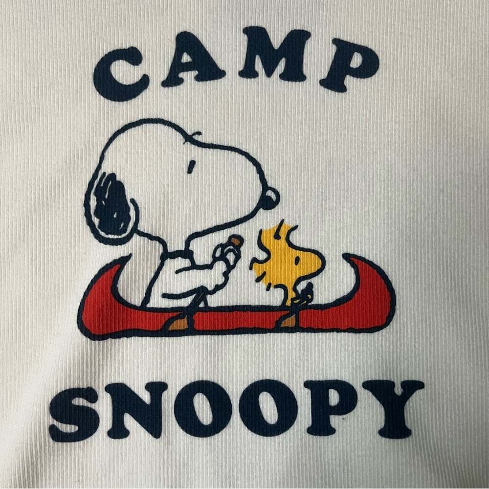 Aeropostale White and Black Crop Top with Camp Snoopy Design - Picture 3 of 5